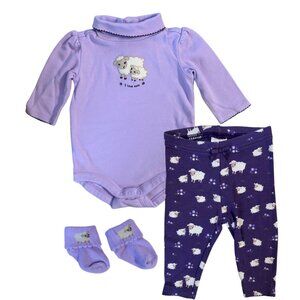 Gymboree 3-Piece Lavender Lamb Outfit, size 0-3 mo